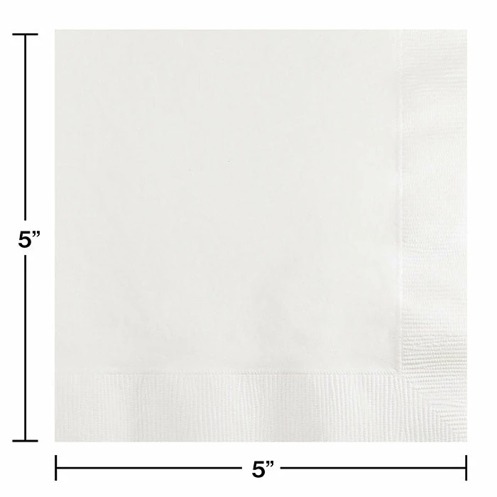 Creative Converting White Beverage Napkin, 3 Ply, 50 Ct Solid Color Tableware