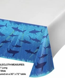 Creative Converting Kids Birthday Party Themes Shark Splash Tablecover Plastic 54" X 108"