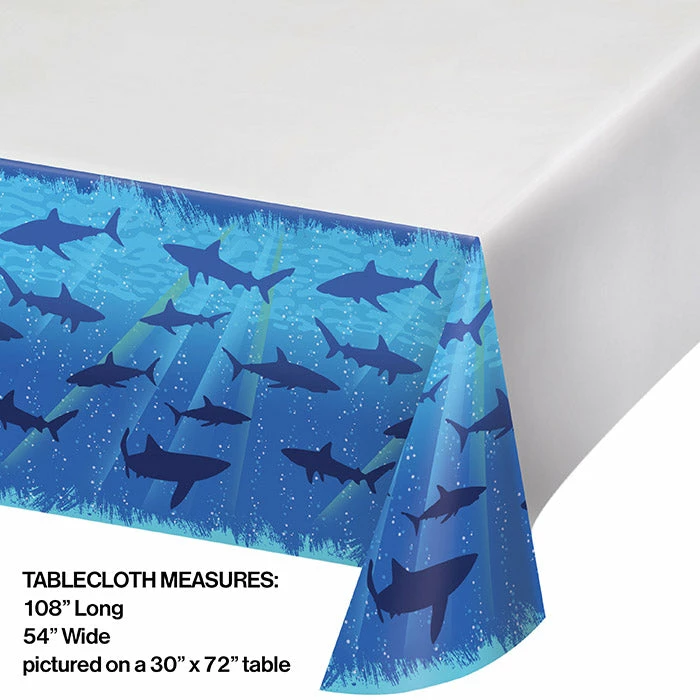 Creative Converting Kids Birthday Party Themes Shark Splash Tablecover Plastic 54" X 108"