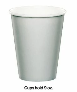 Creative Converting Solid Color Tableware Shimmering Silver Hot/Cold Paper Paper Cups 9 Oz., 24 Ct