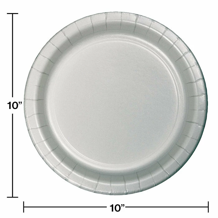 Creative Converting Shimmering Silver Banquet Plates, 24 Ct Solid Color Tableware