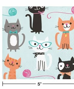 Creative Converting Kids Birthday Party Themes Cat Party Beverage Napkins, 16 Ct