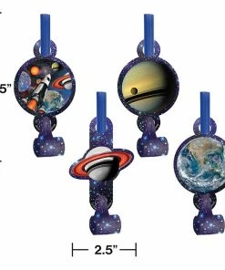 Creative Converting Space Blast Blowouts W/Med, 8 Ct Kids Birthday Party Themes