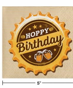 Creative Converting Adult Birthday Party Themes Cheers And Beers Beverage Napkins, Hoppy Birthday, 16 Ct