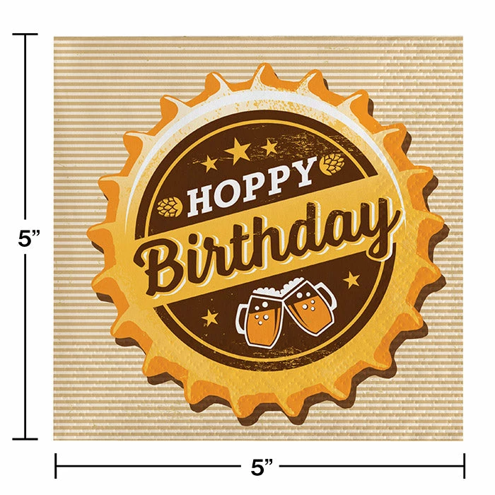 Creative Converting Adult Birthday Party Themes Cheers And Beers Beverage Napkins, Hoppy Birthday, 16 Ct