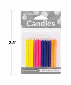 Creative Converting Birthday Party Candles Flourescent Candles, 24 Ct