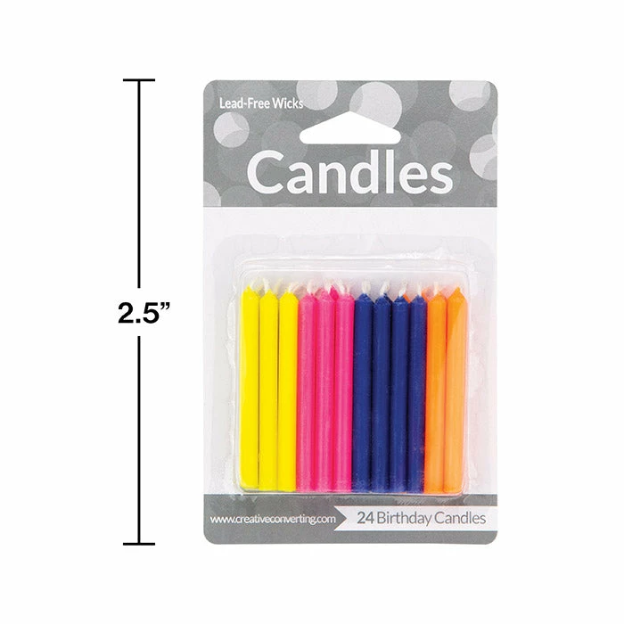 Creative Converting Birthday Party Candles Flourescent Candles, 24 Ct