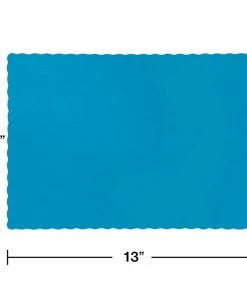 Creative Converting Solid Color Tableware Turquoise Blue Placemats, 50 Ct