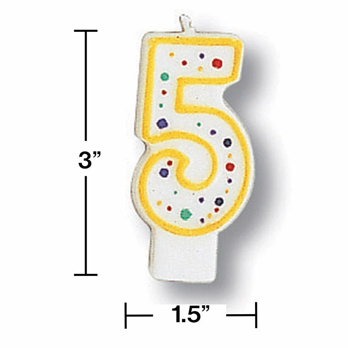 Creative Converting Birthday Party Candles Polka Dot #5 Candle