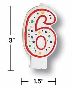 Creative Converting Birthday Party Candles Polka Dot #6 Candle