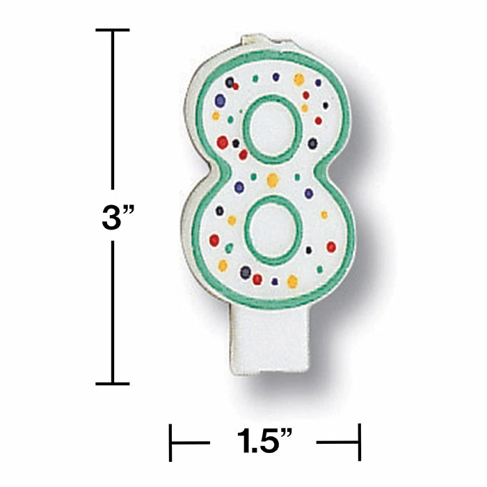 Creative Converting Birthday Party Candles Polka Dot #8 Candle