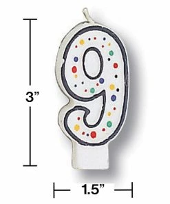 Creative Converting Polka Dot #9 Candle Birthday Party Candles