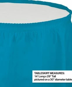 Creative Converting Turquoise Plastic Tableskirt, 14' X 29"