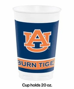 Creative Converting NCAA College Themed Party Decorations Auburn University 20 Oz Plastic Cups, 8 Ct