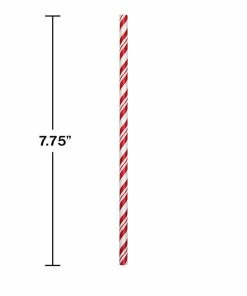 Creative Converting Solid Color Tableware Classic Red Striped Paper Straws, 24 Ct