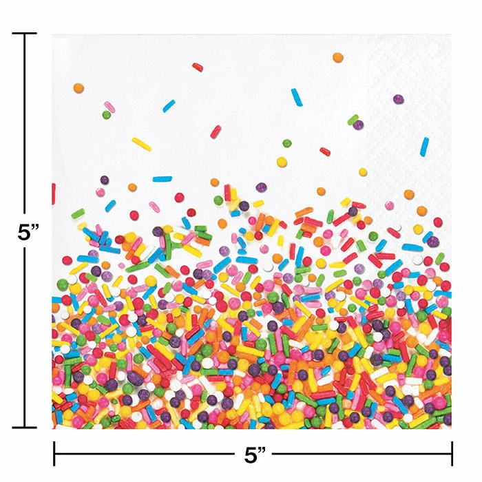 Creative Converting Kids Birthday Party Themes Confetti Sprinkles Beverage Napkins, 16 Ct