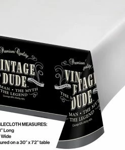 Creative Converting Vintage Dude Tablecover Plastic 54" X 108"