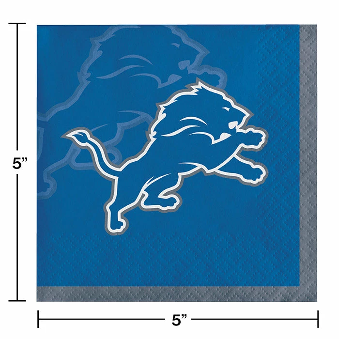 Creative Converting Detroit Lions Beverage Napkins, 16 Ct NFL And Football Party Supplies
