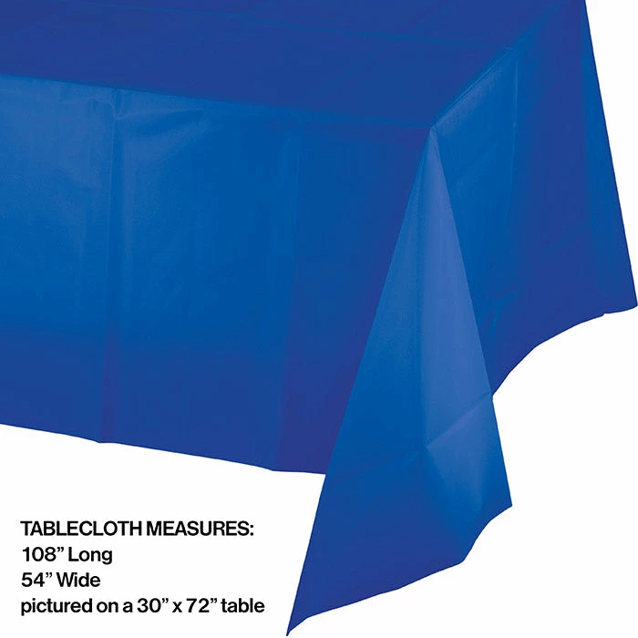 Creative Converting Solid Color Tableware Cobalt Tablecover Plastic 54" X 108"