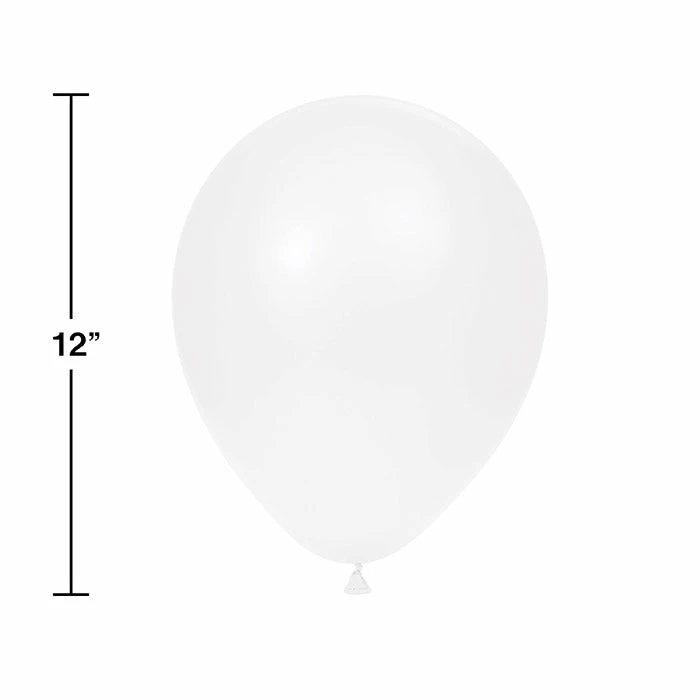 Creative Converting Solid Color Tableware Latex Balloons 12" White, 15 Ct