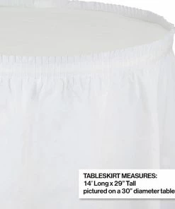 Creative Converting Solid Color Tableware White Plastic Tableskirt, 21.5' X 29"