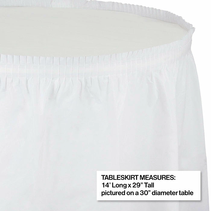 Creative Converting Solid Color Tableware White Plastic Tableskirt, 21.5' X 29"