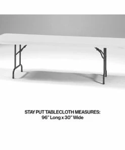 Creative Converting Stay Put Tablecover White, 30" X 96"