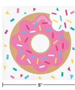 Creative Converting Kids Birthday Party Themes Donut Time Beverage Napkins, 16 Ct