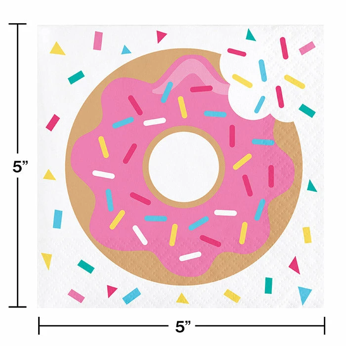 Creative Converting Kids Birthday Party Themes Donut Time Beverage Napkins, 16 Ct