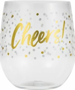 Creative Converting Themed Tableware "Cheers" Plastic Stemless Wine Glass By Elise