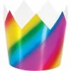 Creative Converting Kids Birthday Party Themes Rainbow Foil Crowns, 8 Ct