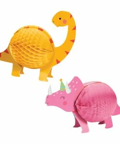 Creative Converting Girl Dino Party Centerpiece Hc Shaped 2ct