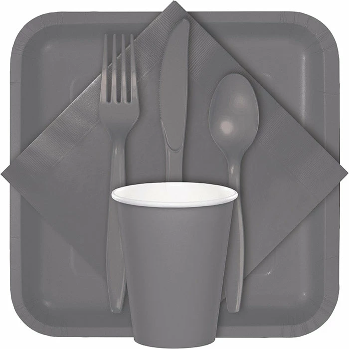 Creative Converting Glamour Gray Dinner Napkins 3Ply 1/4Fld, 25 Ct Solid Color Tableware