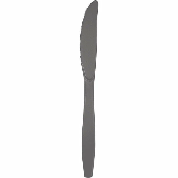 Creative Converting Glamour Gray Plastic Knives, 24 Ct Solid Color Tableware