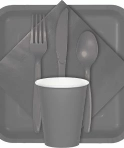 Creative Converting Glamour Gray Plastic Knives, 24 Ct Solid Color Tableware