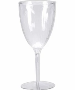Creative Converting Solid Color Tableware 8 Oz. Clear Plastic 1-Piece Wine Glasses 8ct