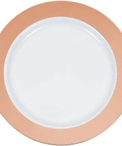 Creative Converting 10.25" Rosegold Rim Plastic Plate 10ct Bridal And Wedding