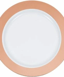 Creative Converting 9" Rosegold Rim Plastic Plate 10ct Bridal And Wedding