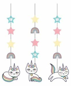 Creative Converting Kids Birthday Party Themes Sassy Caticorn Hanging Cutouts 3ct