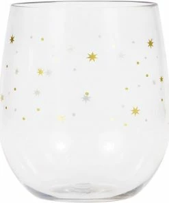 Creative Converting Stars Plastic Stemless Wine Glass By Elise Anniversary Decorations