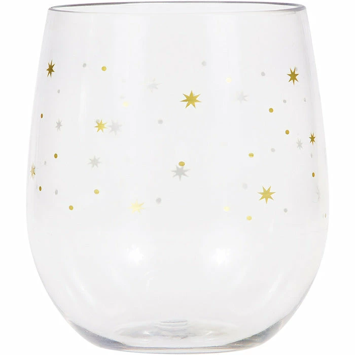 Creative Converting Stars Plastic Stemless Wine Glass By Elise Anniversary Decorations