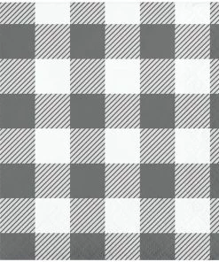 Creative Converting Gray And White Check Beverage Napkins 16ct