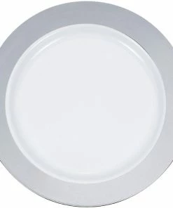 Creative Converting 7.5" Silver Rim Plastic Plate 10ct Anniversary Decorations