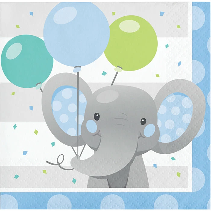 Creative Converting Enchanting Elephants Boy Beverage Napkins 16ct Kids Birthday Party Themes