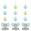 Creative Converting Enchanting Elephants Boy Hanging Cutouts W/ Honeycomb 3ct
