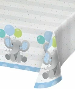 Creative Converting Enchanting Elephants Boy Paper Tablecover 54" X 102" Kids Birthday Party Themes