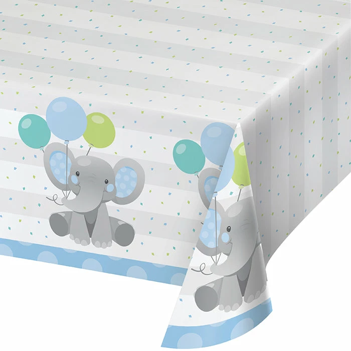 Creative Converting Enchanting Elephants Boy Paper Tablecover 54" X 102" Kids Birthday Party Themes