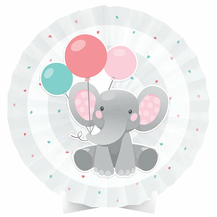 Creative Converting Enchanting Elephants Girl Centerpiece Paper Fan W/ Cutout
