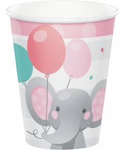 Creative Converting Kids Birthday Party Themes Enchanting Elephants Girl Hot/Cold Cups 9Oz. 8ct