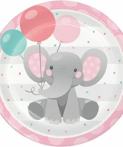 Creative Converting Enchanting Elephants Girl Dinner Plate 8ct